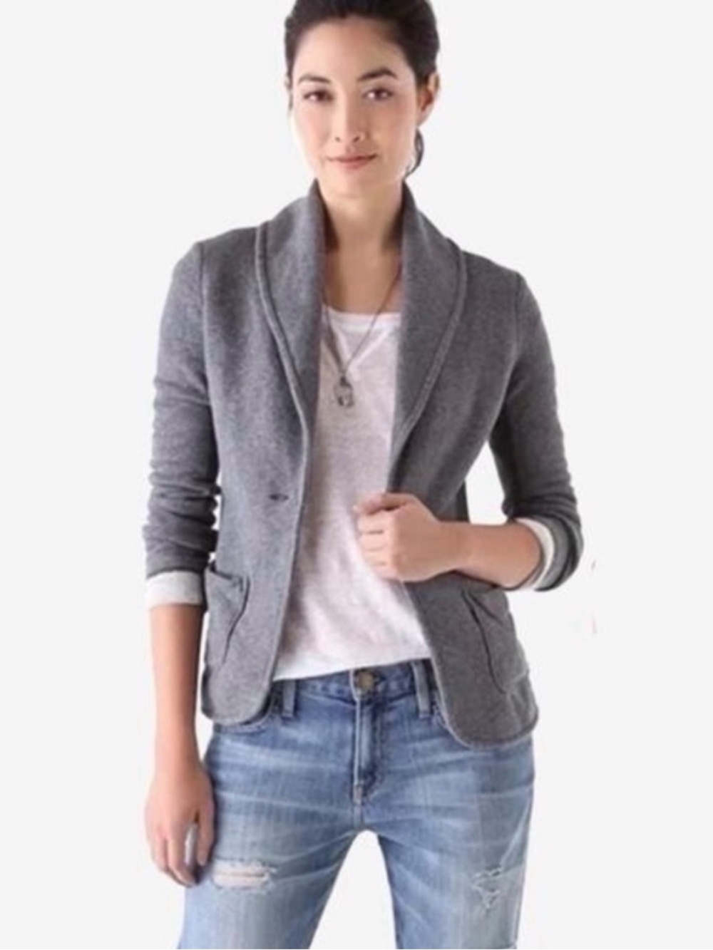 James Perse — Gray Shawl Collar Single-Button Women's Blazer Jacket — Size 3
